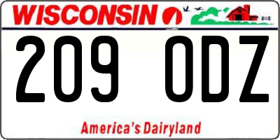 WI license plate 209ODZ