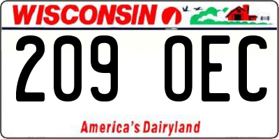 WI license plate 209OEC