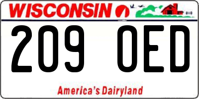 WI license plate 209OED