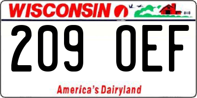 WI license plate 209OEF