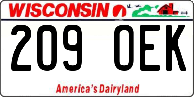 WI license plate 209OEK