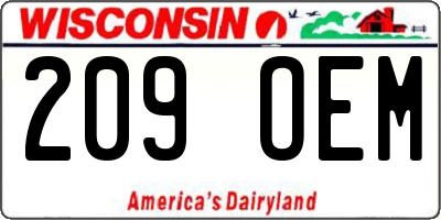 WI license plate 209OEM