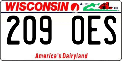 WI license plate 209OES