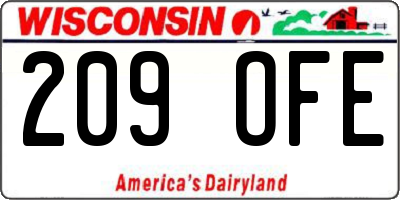 WI license plate 209OFE