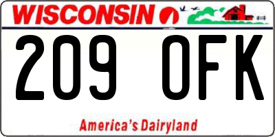 WI license plate 209OFK