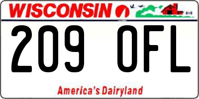 WI license plate 209OFL