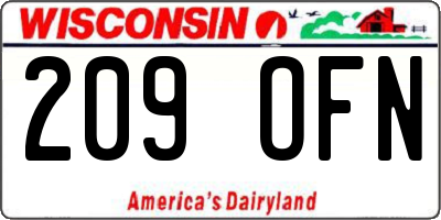 WI license plate 209OFN