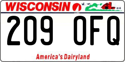 WI license plate 209OFQ