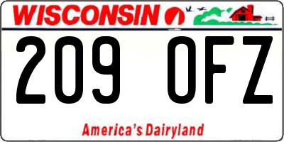 WI license plate 209OFZ