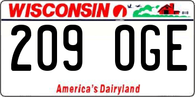 WI license plate 209OGE