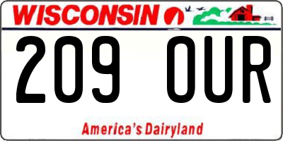 WI license plate 209OUR