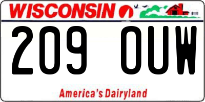 WI license plate 209OUW