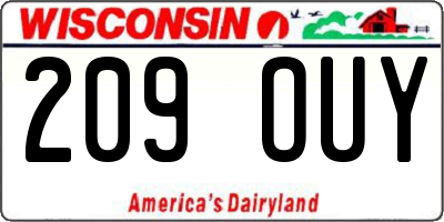 WI license plate 209OUY
