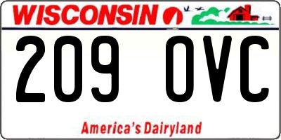 WI license plate 209OVC