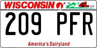 WI license plate 209PFR