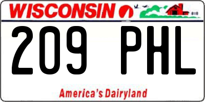 WI license plate 209PHL