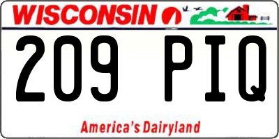 WI license plate 209PIQ