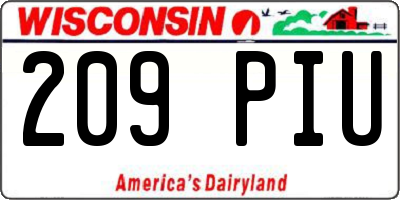WI license plate 209PIU