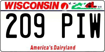 WI license plate 209PIW
