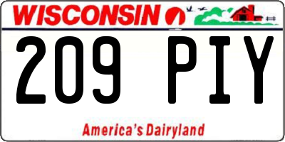 WI license plate 209PIY