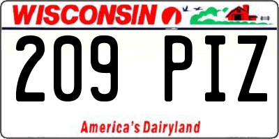 WI license plate 209PIZ
