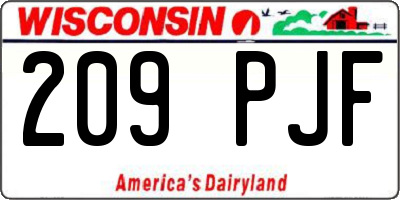 WI license plate 209PJF