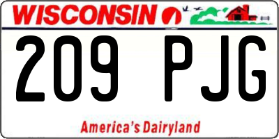WI license plate 209PJG