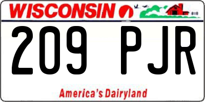 WI license plate 209PJR