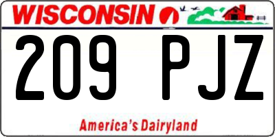 WI license plate 209PJZ