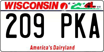 WI license plate 209PKA