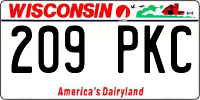 WI license plate 209PKC