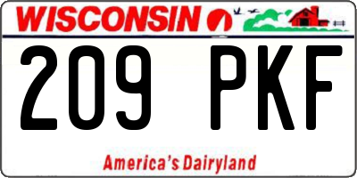 WI license plate 209PKF