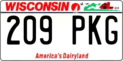 WI license plate 209PKG