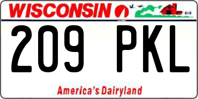 WI license plate 209PKL