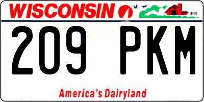 WI license plate 209PKM
