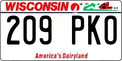 WI license plate 209PKO
