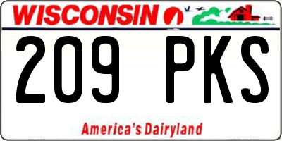 WI license plate 209PKS