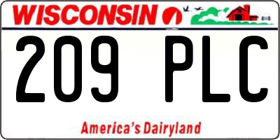 WI license plate 209PLC