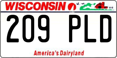 WI license plate 209PLD