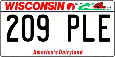 WI license plate 209PLE