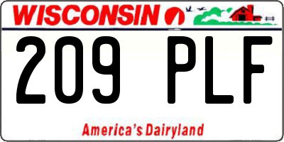 WI license plate 209PLF