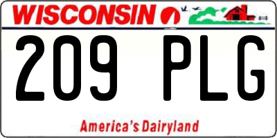 WI license plate 209PLG