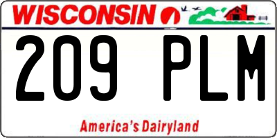 WI license plate 209PLM