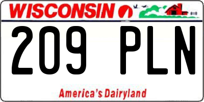 WI license plate 209PLN