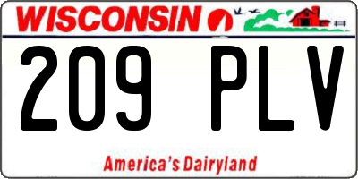WI license plate 209PLV