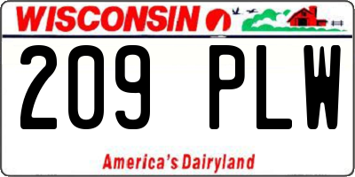 WI license plate 209PLW