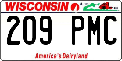 WI license plate 209PMC