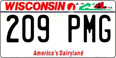 WI license plate 209PMG