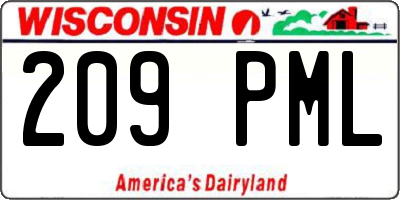 WI license plate 209PML