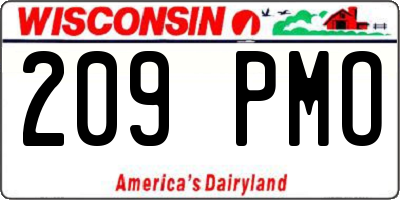 WI license plate 209PMO